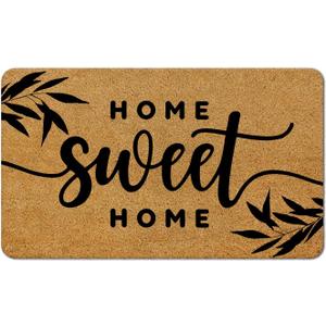 Farmhouse Home Sweet Home Faux Coir Welcome Door Mat Doormat for Front Door Indoor Outdoor Porch Entrance Entryway Outside Inside Kitchen, 17x30 Inches