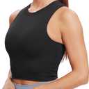 Natural Feelings Nudi Sports Bras for Women Removable Padded Yoga Tank Tops Sleeveless Fitness Workout Crop Tops (Black, M)