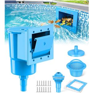 BluSwim Standard Pool Wall Skimmer for Above Ground Pools, Heavy Duty ABS Through Wall Pool Skimmers with Return Jet & Vacuum Plate, Thru-wall Skimmer Kit Compatible with All Width 6 '' Openings