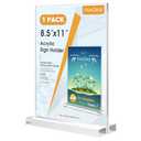 MaxGear Acrylic Sign Holder 8.5 X 11 Inches 1 Pack, Double Sided Plastic Display Stands Table Top Acrylic Frame, Clear Paper Holder Menu Flyer Stand for Stores, Restaurants, Hotels, Office