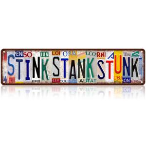 Vintage Stink Stank Stunk Breathe Wall Decor Street Signs Bathroom Metal Tin 16 x 4 Inches