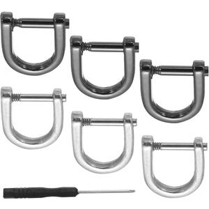 PATIKIL 3/8" D-Rings Screw in Shackle, 8 Pcs Horseshoe U Shape D Ring Zinc Alloy Semicircle Buckles Replacement for Purse Keychain Collar Accessories Craft, Silver/Black