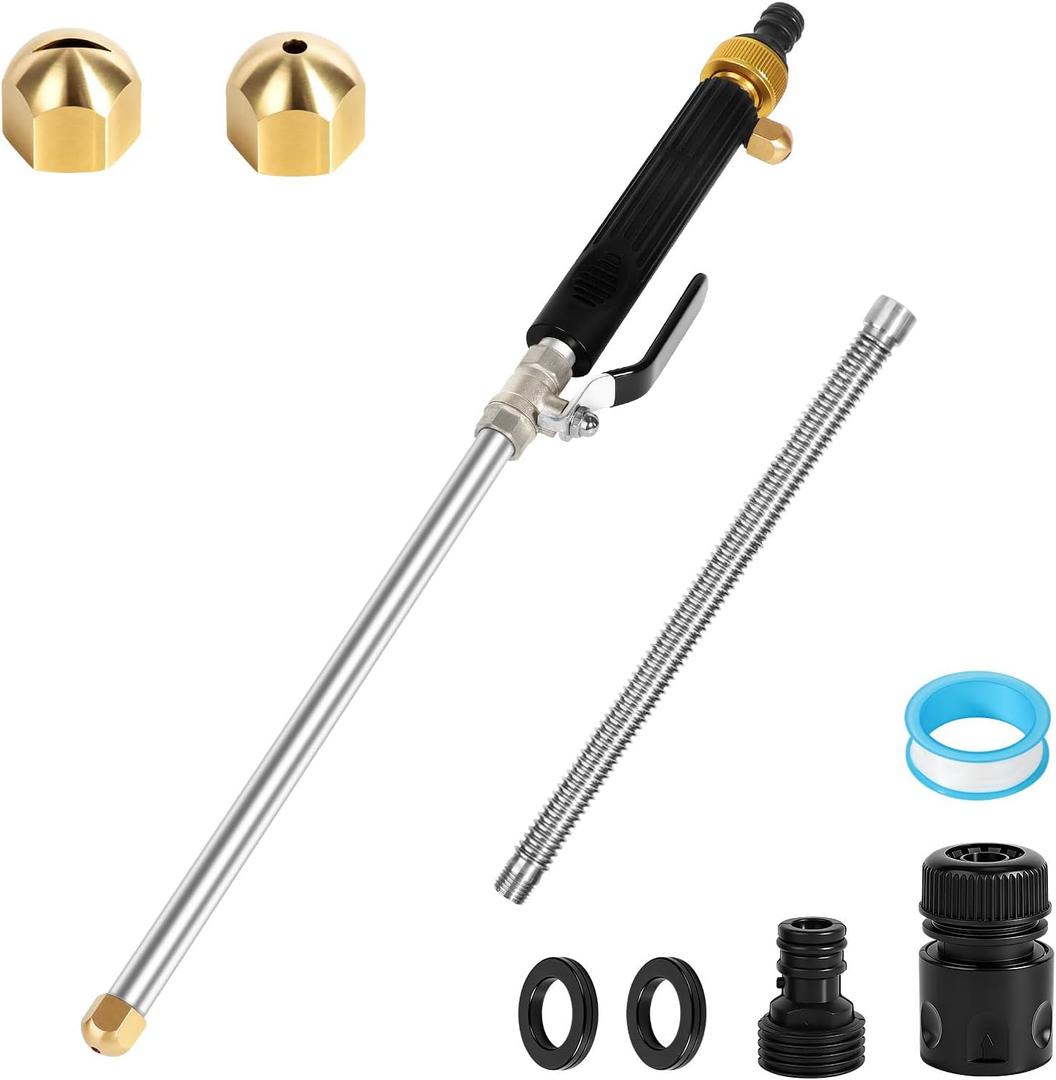 Jet Nozzle for Garden, High Pressure Washer Tools with 2 Different Nozzles and Hose Quick Connectors, Quick Connect Flexible Wand Lance for Gutter Patio Car Pet Window Garden Cleaning at Home