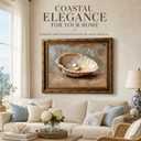 Vintage Gold Framed Wall Art, Seashell and Pearl Canvas Print, 24x16 In