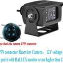 Bus Truck Vehicle Backup Cameras Wide View Angle cab cam Rearview Reverse Waterproof Night Vision 4 PIN Cam for Travel Trailer/Pickup/Van/RV Camper/Motor Home (12V,package not include extension cable)