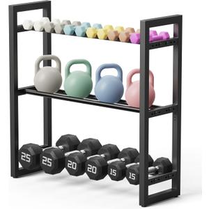 Pickpiff Adjustable 3-Tier Dumbbell Rack  Heavy-Duty Metal Weight Storage Stand for Dumbbells, Kettlebells, and More  Space-Efficient Home Gym Organizer  360 lb Capacity (Dumbbells Not Included)