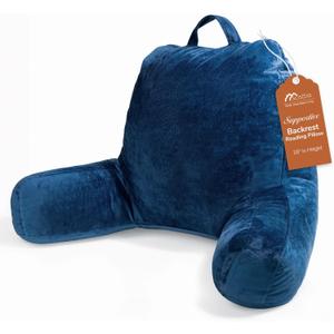 Sasttie Reading Pillow, Velvet Back Pillow for Bed Sitting Up, Adult Back-Rest Support Cushion with Arms for Sit Up on Couch, Sofa, and Floor, Dorm Essentials, Reading Accessories, Navy (Standard (18-Inch)) Sasttie Reading Pillow, Velvet Back Pillow for Bed Sitting Up, Adult Back-Rest Support Cushion with Arms for Sit Up on Couch, Sofa, and Floor, Dorm Essentials, Reading Accessories, Navy (Standard (18-Inch))