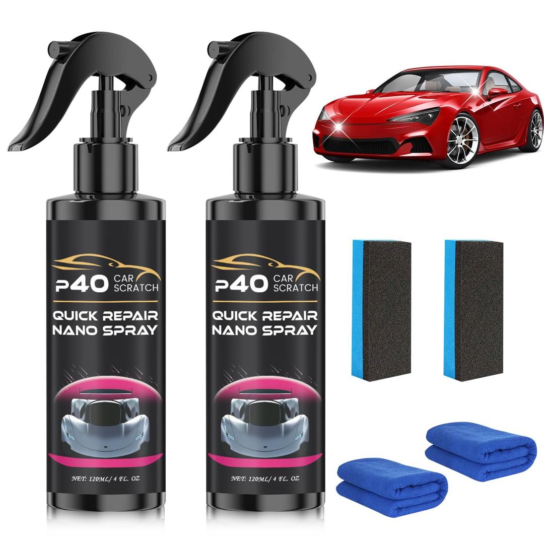 2Pcs P40 Car Scratch Quick Repair Nano Spray,Quick Paint Restoration,Instant Invisible Scratch Remover,Multifunctional Coating Renewal Agent Spray for All Cars & Surfaces