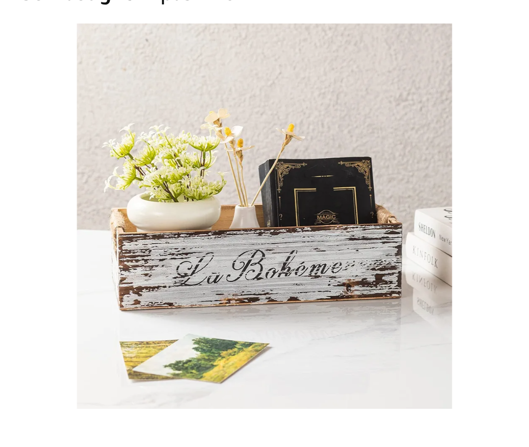 Farmhouse Distressed Wooden Storage Box, Rustic Bathroom Decor Box, Decorative Toilet Tank Basket Nice Butt, Vintage Countertop Organizer Box with Handles (Distressed White)