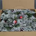 9FT Flocked Prelit Garland with Dual Color LED Lights and Timer by Remote Control and Batteries Operated, Home Mantle Stairs Railing Fireplace Outdoor Indoor Wall