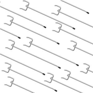 HUHOLE Pegboard Hooks 6 Inch 50PC, Ideal Garage Organization, Wall Storage Tool Organizer, Fit 1/4" 1/8" Peg Board with Plastic Tip (Silver, 6 Inch)