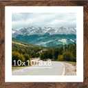 Wood 10x10 Picture Frame with 8x8 Mat Deep Brown, Display 8x8 with Mat or 10x10 Without Mat, Wood 10 by 10 Photo Frame, 10 x 10 Frame for Wall Hanging Display, Deep Brown