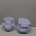 Amazon Basics Leak-Proof Glass Locking Lids Food Storage Containers, 8 -Piece Set,  4 Plastic Lids, Clear, Blue, BPA Free