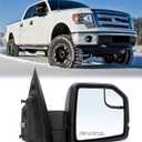 Passenger Right Side Door Mirror Replacement For Ford F150 2015-2020 Manual Folding Power Glass No Heated No Signal Light No Temperature Sensor Textured Back Cover