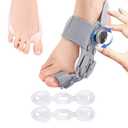Bunion Corrector with 2 Toe Straps Set for Women Men Big Toe Straightener 4 Angles Adjustable Bunion Splint Pain Relief Hallux Valgus Correction (Silver)