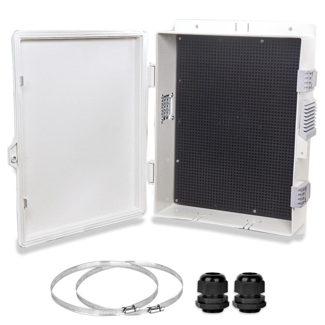 Outdoor Electrical Junction Box, Ventilation and Heat Dissipation ABS Plastic Project Enclosure with Internal Mounting Panel 13"x 9.2"x 3.7"