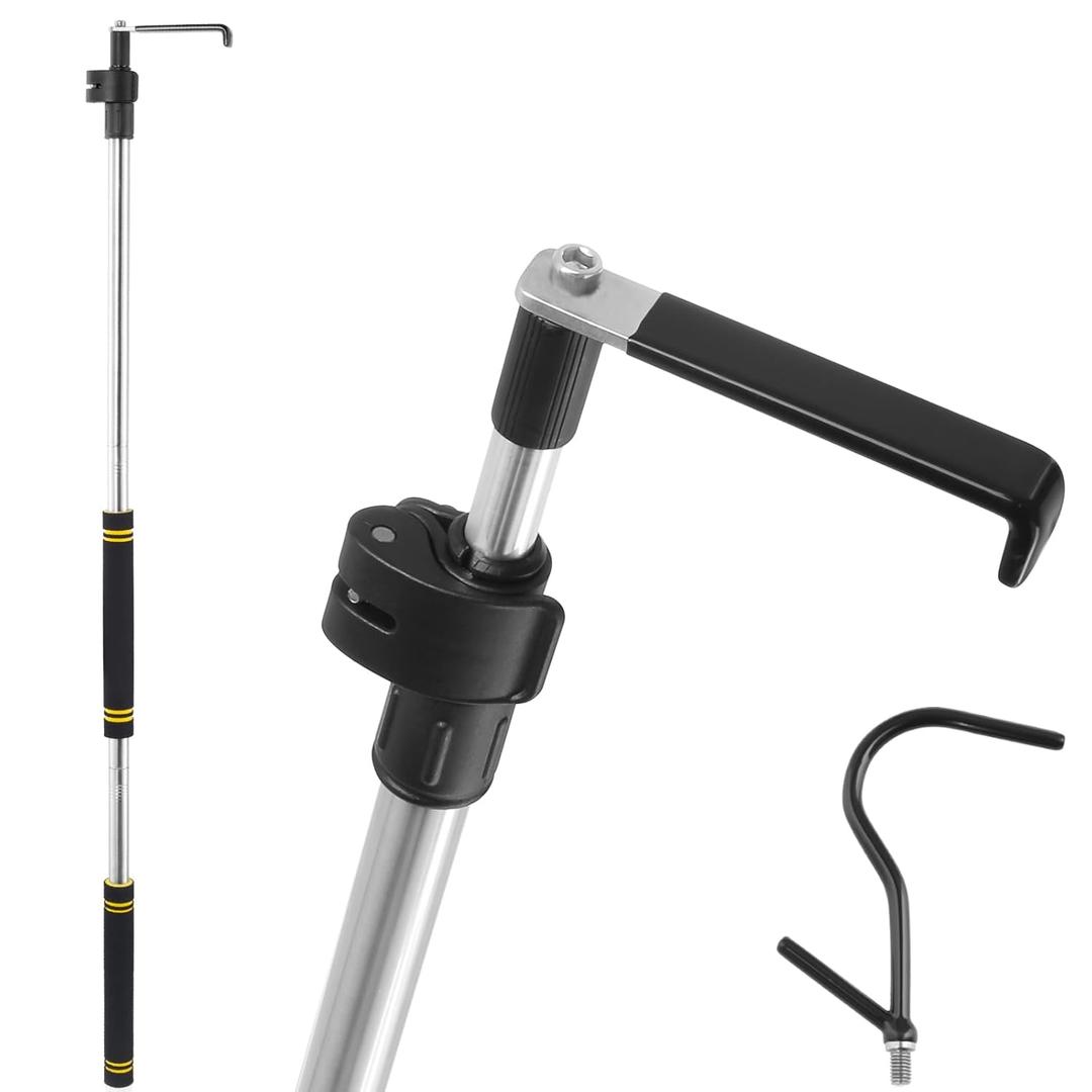 Cargo Grabber Reach Retriever ToolTruck Bed Grabber Tool Adjustable Length 39-80" Stainless Steel Pipe 2 Replacement Hooks with Rubber Comfortable Sponge Handle