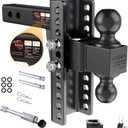 Adjustable Trailer Hitch -Drop Hitch (Fits 2-Inch Receiver) -8" Drop/Rise Tow Hitch, 2" & 2-5/16" Ball Hitches for Trucks -21,500 GTW Hitch Ball Mount with Anti-Theft Locking Hitch Pins (Black)