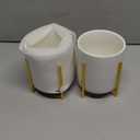 2pcs Sturdy Cutlery Holder White Ceramic With Metal Bracket Robust Silverware Caddy For Countertop - Spoon Holder Silverware Caddy