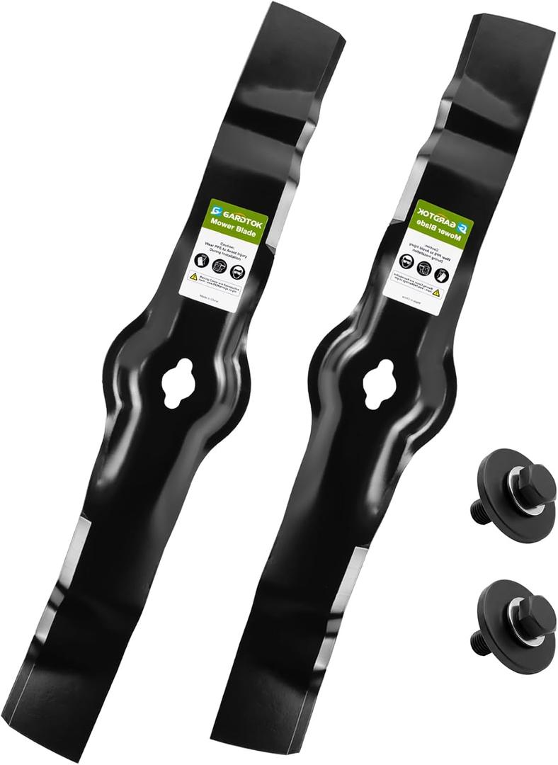 2-Pack High-Lift Mulching Mower Blades with Bolts and Washers Replacement for John Deere AM130172 AM126023 AM128013 Fits 42" Deck LT155 LT160 LT166 LX255