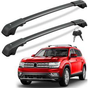 KINGGERI 300lb Lockable Roof Rack Cross Bars Compatible with Volkswagen VW Atlas 2017-2026 with Raised Side Rails(Not For Atlas Cross Sport), Heavy Duty Anti-Theft Aluminum Roof Rails Crossbars Rooftop
