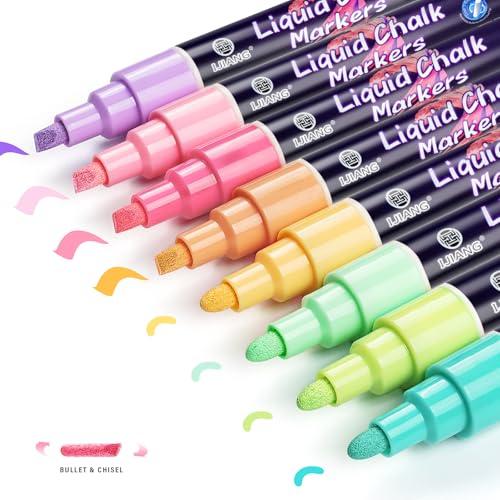 Pastel Chalk Markers Erasable for Chalkboard, Liquid Chalk Marker 8 Colors with 6mm Reversible Bullet & Chisel Tip, Dust Free Chalk Pens for Window, Blackboard, Whiteboard, Calendar, Mirror, Glass Pastel Chalk Markers Erasable for Chalkboard, Liquid Chalk Marker 8 Colors with 6mm Reversible Bullet & Chisel Tip, Dust Free Chalk Pens for Window, Blackboard, Whiteboard, Calendar, Mirror, Glass