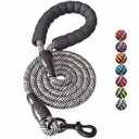 BAAPET 2/4/5/6 FT Dog Leash with Comfortable Padded Handle and Highly Reflective Threads for Small Medium and Large Dogs (5FT-1/2'', Black Silver)