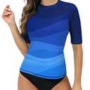 Bonneuitbebe Swim Shirts for Women Short Sleeve Rash Guard Shirt UPF 50+ UV Swim Tee Shirts S