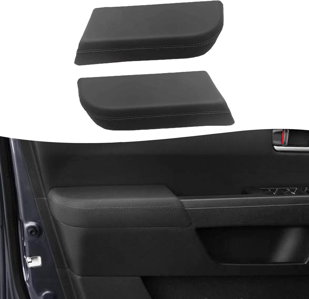 KBH Car Front Door Panel Armrest Cover Replacement for Honda Pilot 2009 2010 2011 2012 2013 2014 2015, Vinyl Leather Trim, 1 Pair, Black (Leather Part Only)