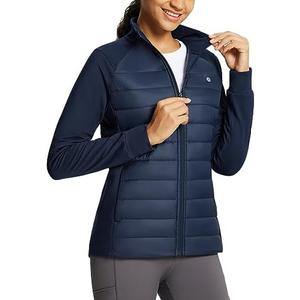 baleaf Women's Running Jacket Winter Lightweight Water Resistant Puffer Coat Fall Cold Weather Hiking Zip Pockets, 2XL