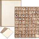 Geelin 248 Pcs 1 Inch Wooden Letters and Wooden Numbers with Rustic Storage Tray Blank Unfinished Wood Alphabet Letters for Crafts DIY Spelling Learning Education (School Chalk)