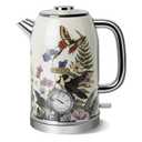 INFOOD Retro Electric Kettle 1.8L/ 60.8oz with Thermometer - 1200W Fast Boiling Stainless Steel Tea Kettle with Water Level, BPA-Free, Auto Shut-Off, Boil-Dry Protection, Vintage Floral Design