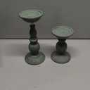 Sziqiqi Retro Iron Candle Holder Vintage Pillar Candles Holders for Table Centerpiece Wedding Birthday Candlelight Dinner Decorative Light Home Dcor 2pcs (Sage)