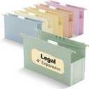 Legal Size Hanging File Folders,6 Pack Heavy Duty 4" Expanding Pocket,Reinforced High Capacity Legal Plastic Hanging Folders,Sturdy Hang Folders with Tabs,Designed for Bulky Files,Pastel Color