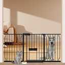 Extra Wide Dog Gates for Doorways 52.76"-62.2" Extra Wide Dog Gate with Door,Baby Gate with Pet Door Pressure Mounted Pet Gate (52.76"-62.20"/134-158cm)