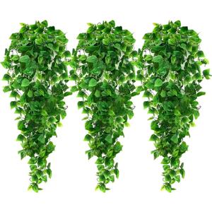 Ageomet 3pcs Artificial Hanging Plants, 3.6ft Fake Ivy Vine for Wall House Room Indoor Outdoor Decoration (No Baskets)