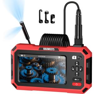 Endoscope Camera with Light, 1920P Dual Lens Industrial Borescope with 5" IPS Split-Screen, IP67 Waterproof Sewer Inspection Camera, 16.5FT Semi-Rigid Snake Cable for Automotive Plumbing