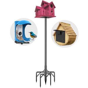Bird Feeder Pole Stand,95 Inch Bird House Pole for Outdoors Heavy Duty,5 Base Prongs Adjustable Birds Feeder Stand for House