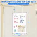 Magnetic Dry Erase Board for Doors, 24x18 Inch Whiteboard with Adjustable Long Arm Hook Mount - Easy to Install, Portable Hanging White Board for Home, Dorm Room, Office Cubicle & Small Spaces