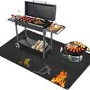 Under Grill Mat for Outdoor Grilling, 90 x 48 inches Double-Sided Fireproof Waterproof BBQ Protector for Deck and Patio Under Grill Mat for Outdoor BBQ (Black)