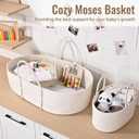 Changing Baskets Set,Moses Basket with Pad and Diaper Caddy,Set of 2 Baskets,Portable Cotton Rope Woven Basket,Replaceable Pad,Gifts for Newborn 28.7" x 15.7" x 7.8"（White）