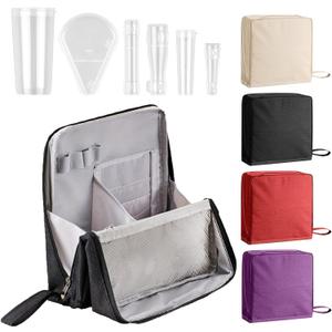 Standing Makeup Bag Organizer with 6 Brush Guards, Large Portable Makeup Organizer Bag for Travel, Stand Up Cosmetic Case with Brush Protectors (Black)