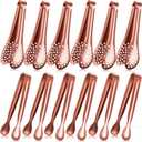 Vesici 12 Pieces Mini Serving Tongs 5 Inch Small Tongs Serving Utensils, Ice Pincers Mini Sugar Pincers, Small Pliers for Appetizers, Tea Party, Coffee Bar, Desserts (Rose Gold)