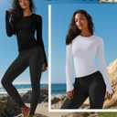 Oakgarden 4 Pack Women's Seamless Workout Shirts Long Sleeve Yoga Athletic Top Thumb Holes Raglan Crewneck Sports Running Tee (Large, Black, Bright Gray, White, Navy Blue)