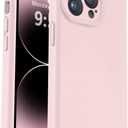 Vooii Compatible with iPhone 14 Pro Case, Liquid Silicone Upgrade [Camera Protection] [Soft Anti-Scratch Microfiber Lining] Shockproof Phone Case for iPhone 14 Pro 6.1 inch - Chalk Pink