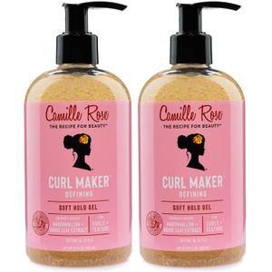 Camille Rose Curl Maker Defining Gel, Soft Hold 2-Pack Textured, Curly Hair Moisture, Detangler, Frizz Control with Nourishing Botanicals, 12 Fl Oz