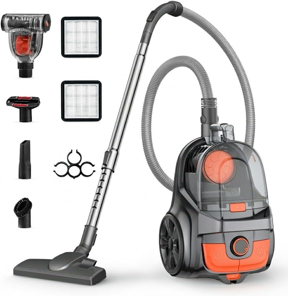 Aspiron Canister Vacuum, Upgraded 1600W Bagless Canister Vacuum Cleaner