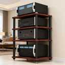 Heavy Duty Audio Component Rack, Large Storage Space AV Media Stand with Shock-Absorbing Foot pegs, Audio Rack Tower CD Player Stand for Home/Office/Audio Video/Theate (Teak, 4th)