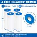 CCP420 Pool Filter Cartridges, 4 Pack, Replaces PCC105-PAK4 For Clean and Clear Plus 420; replaces PCC105-PAK4, R173576, C-7471 , 178584,FC-6470, 4×105 Sq. Ft Cartridge