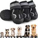 Dog Shoes for Large Small Medium Dogs,Dog Booties for Indoor Hardfloors Anti-Slip,Reflective Strip Waterproof Dog Boots & Paw Protectors for Outdoor Walking Hot Pavement,Winter Snow (Black-4)